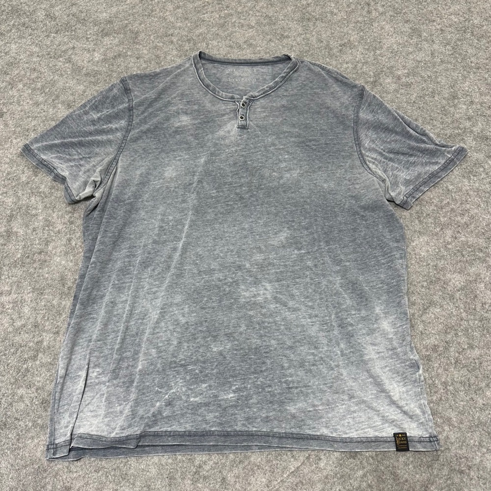 Lucky Brand Henley T-Shirt Mens 2XL Blue Venice Burnout Short Sleeve Casual Soft